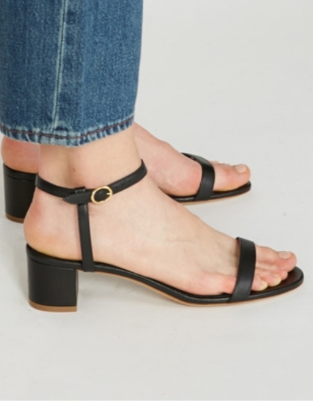 Mansur Gavriel Black Ankle Strap Leather Sandal